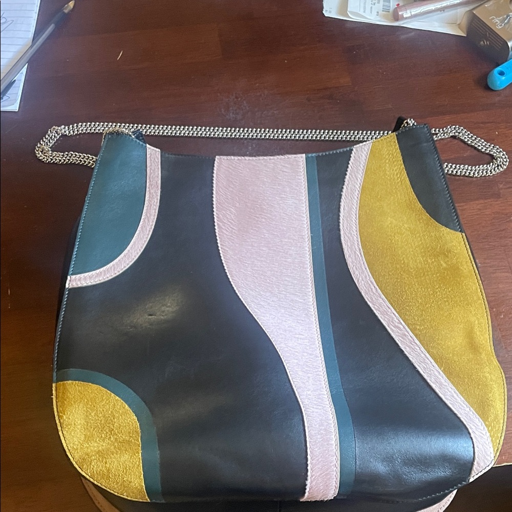 Hugo Boss Black, Pink, and Gold Shoulder Bag